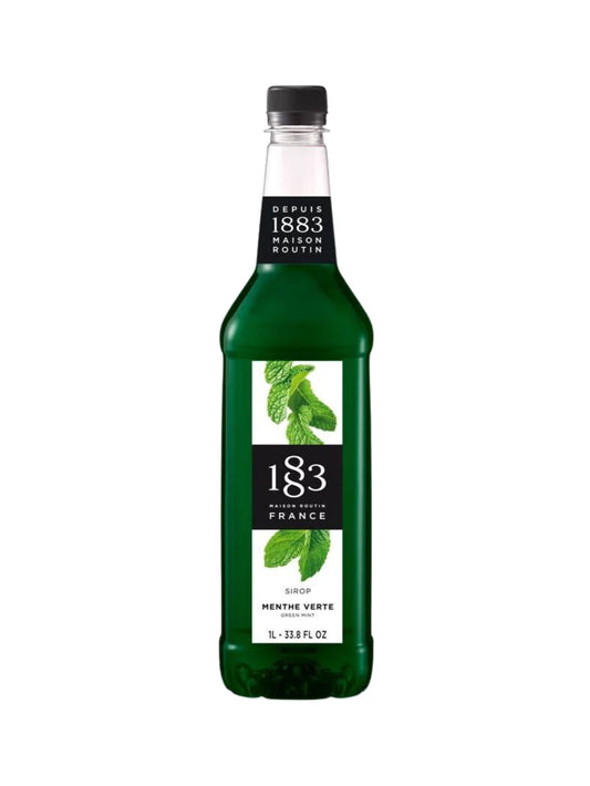 1883 Maison Routin Green Mint Syrup 1L bottle for sodas