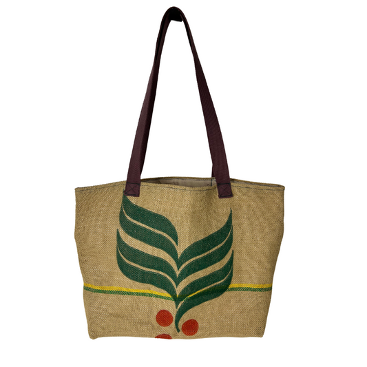 Handmade Upcycled Coffee Sack Tote – Eco-Friendly Market Bag"