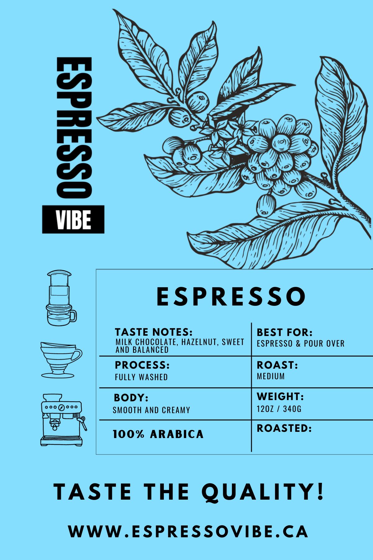 Espresso Coffee Beans - Medium Roast | 100% Arabica, Freshly Roasted