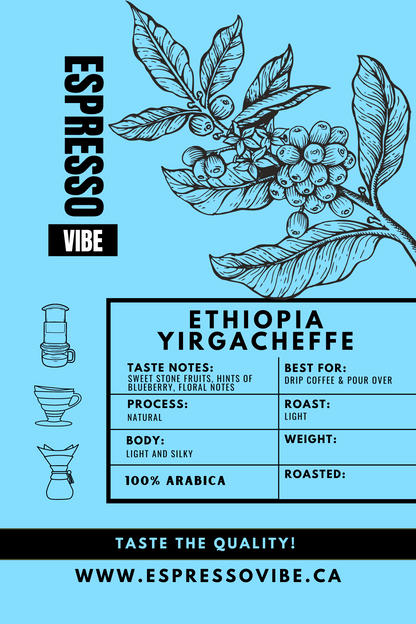 Ethiopian Yirgacheffe Coffee Beans - Light Roast | 100% Arabica, Freshly Roasted