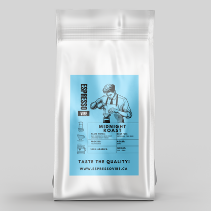 Midnight Dark Roast Espresso Coffee Beans – Strong Espresso Roast – Roasted in Winnipeg – Espresso Vibe