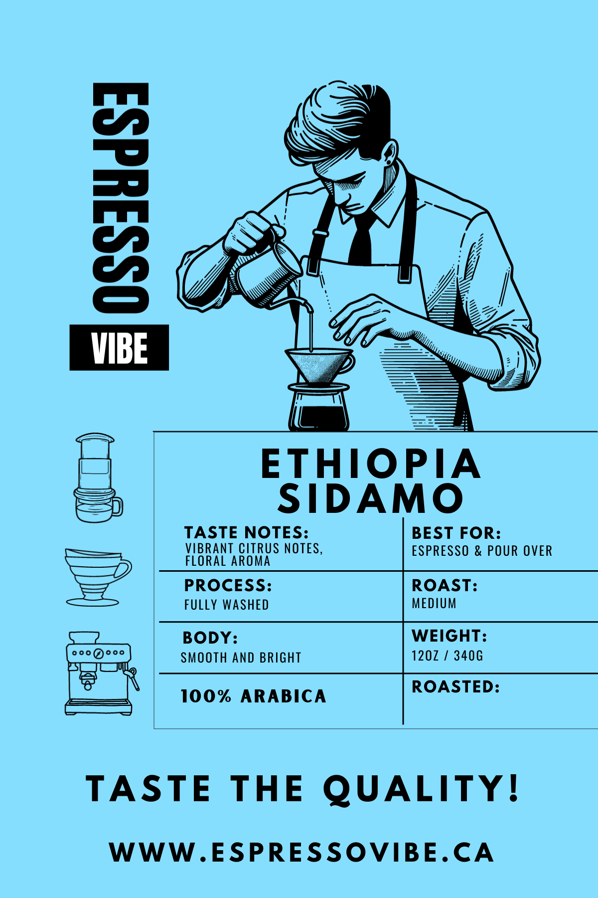 Ethiopia Sidamo – Medium Roast | 100% Arabica, Freshly Roasted